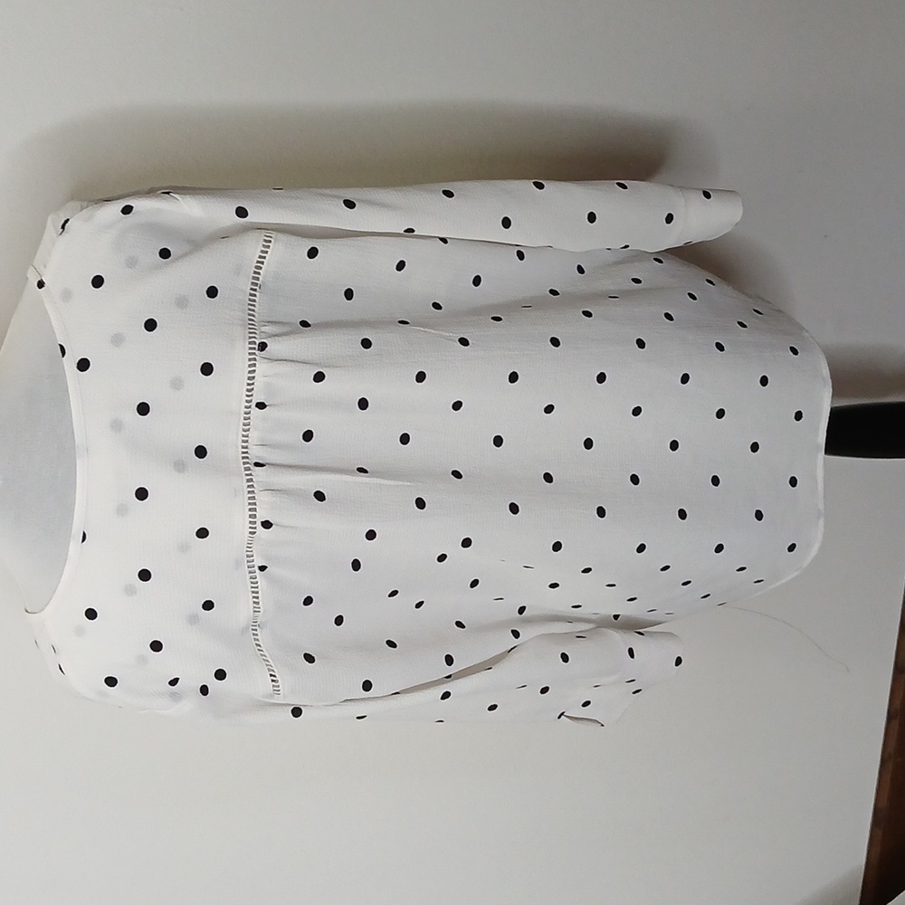 Fever women's slit collar polka dot quarter sleeve blouse size large - Picture 4 of 13